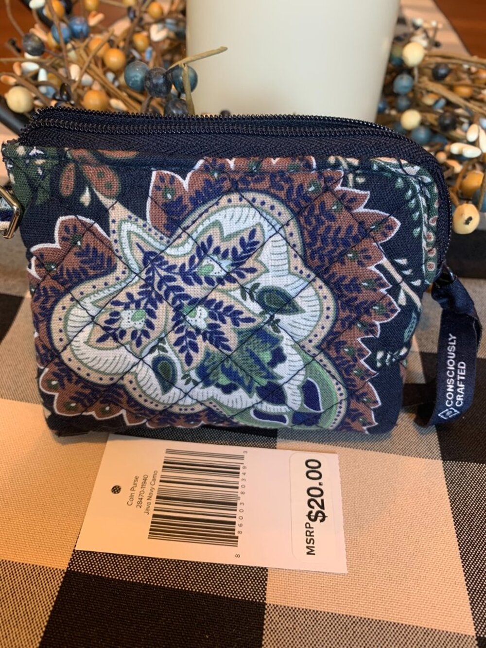 Vera Bradley Coin purse Java blue green camo NWT